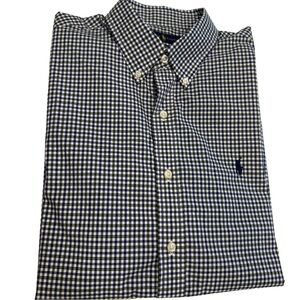 Ralph Lauren Men’s Button Down Oxford Shirt Navy & Green Check Sz L